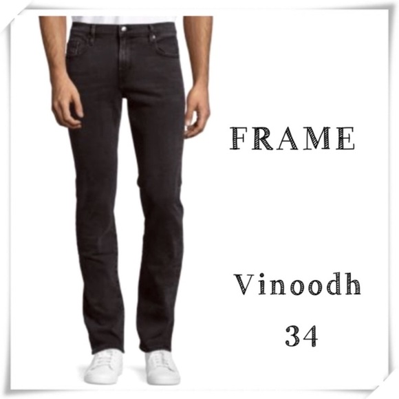 Frame Denim Vinoodh Slim Fit Straight Legs Jeans in Faded To Gray VIN795